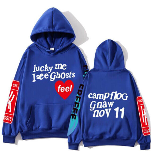 Kanye West Lucky Me I See Ghosts Blue Hoodie